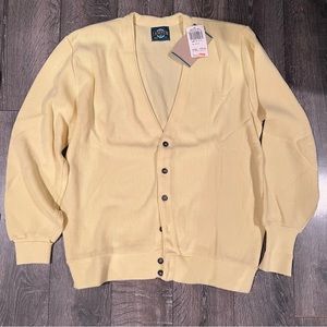 Jantzen Vintage 100% Acrylic Sweater Cardigan Mens Large Yellow Deadstock USA
